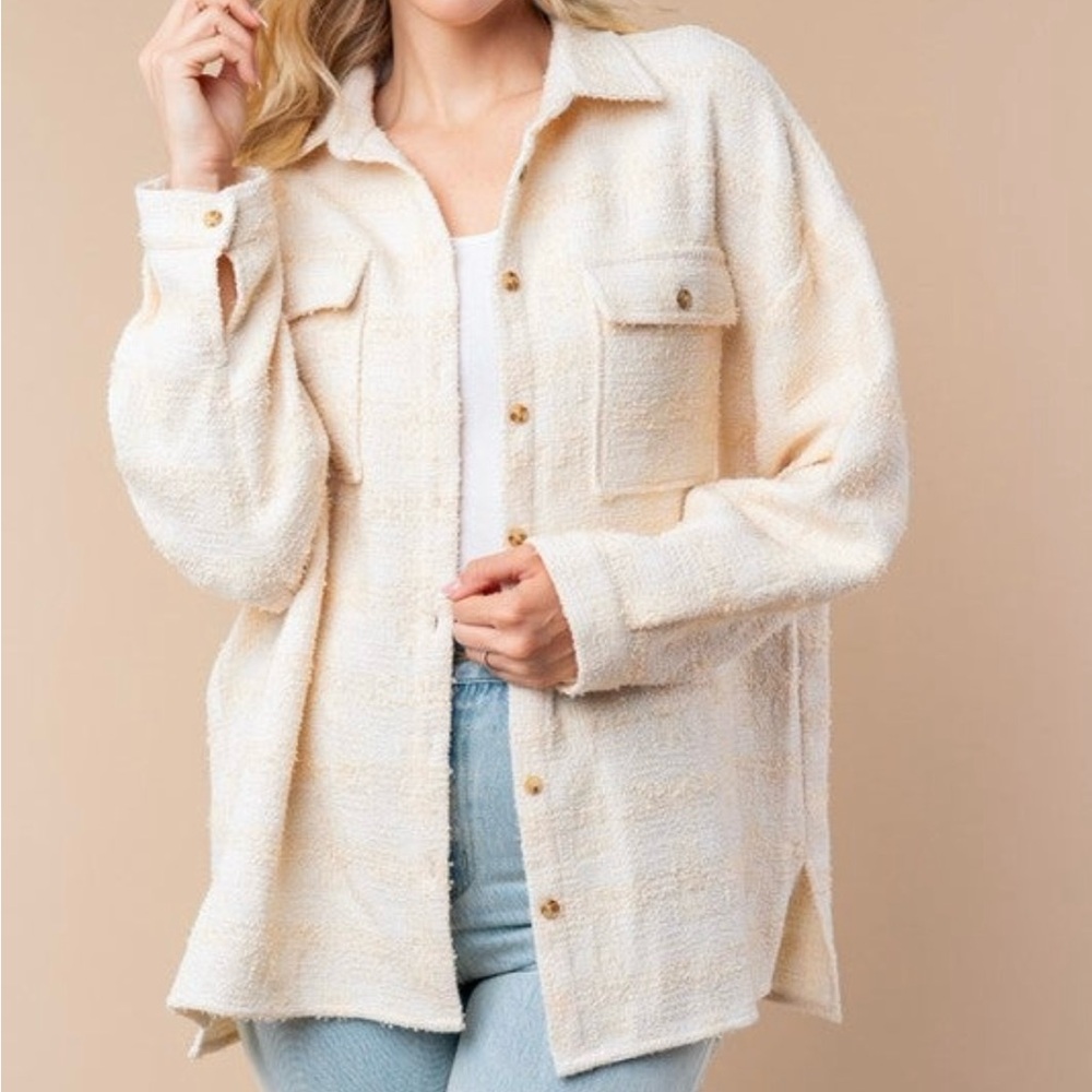 🆕 WHITE BIRCH Long Sleeve Solid Knit Shacket